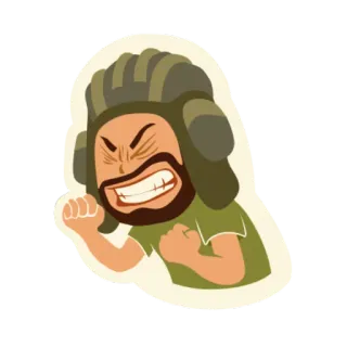 😠 carro armato, arrabbiato, soldato, militare, combattimento, uomo, barba telegram sticker