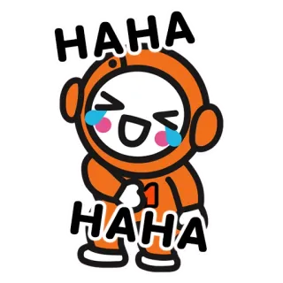 😂 HAHA 漫画, 笑い, 絵文字, オレンジ, キャラクター, ハハ, 幸せ, 喜び telegram sticker