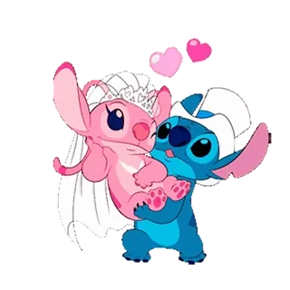 👰‍♀️ Stitch dễ thương, cô dâu, chú rể, tình yêu, cặp đôi, đám cưới, phim hoạt hình telegram sticker