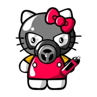 😷 Hello Kitty Hello Kitty, Противогаз, Аэрозольная краска, Мультфильм, Наклейка telegram sticker
