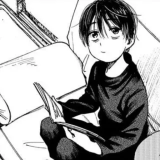 🌚 Manga, Anime, Ragazzo, Leggendo, Libro, Bambino, Interno whatsapp sticker