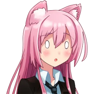 😮 anime, cat ears, surprised, pink hair, cute, girl, blush telegram sticker
