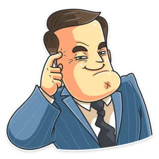 😉 persona, empresario, traje, pensando, sonriendo, planificando telegram sticker