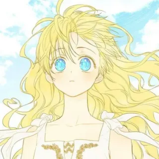 👑 Animé, Fille, Cheveux blonds, Yeux bleus, Personnage, Portrait telegram sticker