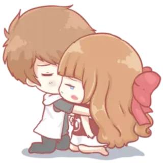 🤗 hug, cartoon, couple, love, affection, cute, anime telegram sticker