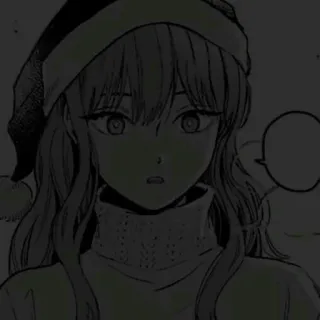 🖤 ragazza anime, natale, manga, cappello da Babbo Natale, inverno, cartone animato, ritratto telegram sticker