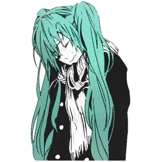 😔 Hatsune Miku Anime, Manga, Vocaloid, Musik, Charakter, Mädchen, Traurig telegram sticker
