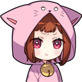 😏 Anime, Ragazza, Felpa con cappuccio da gatto, Chibi, Carino, Kawaii telegram sticker