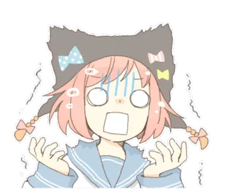 😱 anime, girl, shocked, worried, kawaii whatsapp sticker
