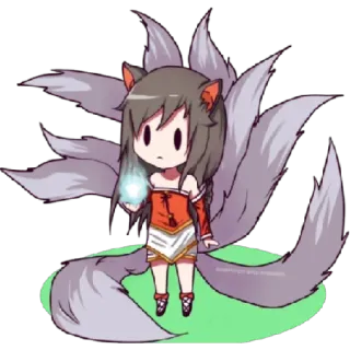 😁 Ahri League of Legends Аниме, Каваий, Милый, Лиса, Игра, Персонаж, Магия, Фэнтези telegram sticker