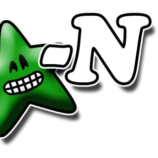 🤓 ON stella, verde, cartone animato, lettera, su telegram sticker