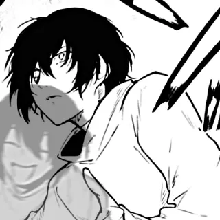 😊 Anime, Manga, Personaje, Blanco y negro, Retrato telegram sticker