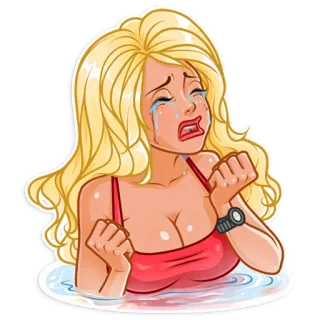 😭 llorando, rubia, triste, mujer, lágrimas, emoción whatsapp sticker