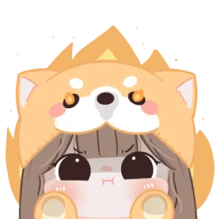 😼 Anime, Cachorro, Fofo, Desenho Animado, Garota, Animal, Adesivo, Animado telegram sticker
