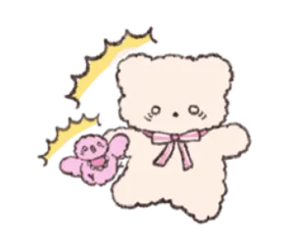 🦴 mignon, kawaii, ours, peluche, jouet, dessin animé whatsapp sticker