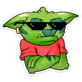 😎 verde, desenho animado, monstro, óculos de sol, legal, personagem whatsapp sticker