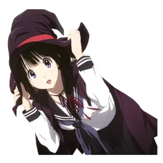 😃 Animé, Sorcière, Chapeau, Fille, Dessin animé, Manga whatsapp sticker