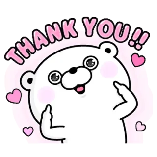 👍 THANK YOU!! ありがとう, クマ, かわいい, ハート, 感謝, 挨拶, 可愛い telegram sticker