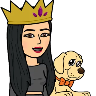 🐶 Bitmoji, femme, couronne, chien, dessin animé, animal de compagnie telegram sticker