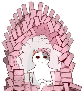 🐈 KING 猫, 国王, 王座, 皇冠, 可爱, 卡通 whatsapp sticker