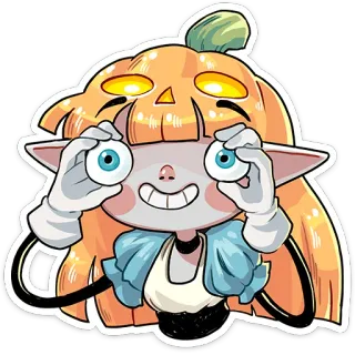 👀 Kürbis, Mädchen, Halloween, süß, Augen, Cartoon telegram sticker