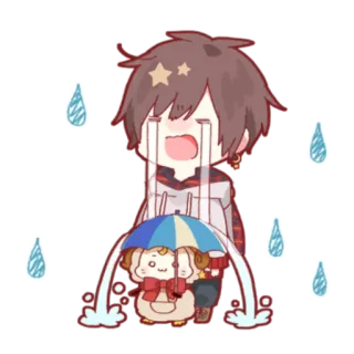 😭 crying, sad, anime style, tears, umbrella, cartoon, kawaii telegram sticker