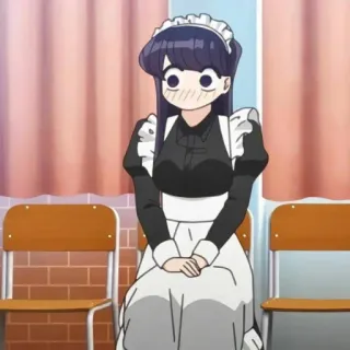 😳 Komi Shouko Komi Can't Communicate 애니메이션, 코미 양은 커뮤증입니다, 코미 쇼코, 귀여운, 메이드, 여고생, 긴장 telegram sticker