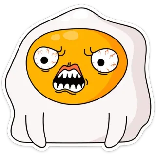 😡 telur, lucu, kartun, karakter, marah, makanan, sarapan, kuning telur telegram sticker