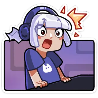 😳 Мультфильм, Выражение, В шоке, Discord, Наушники, Удивлен whatsapp sticker