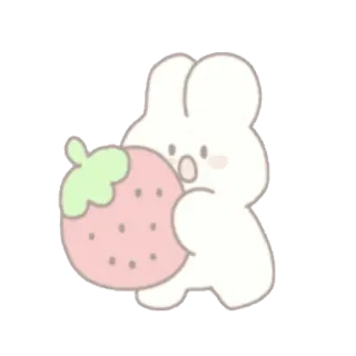 🍦 coelho, morango, fofo, desenho animado, kawaii, animal, fruta telegram sticker
