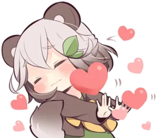 😣 cartoon, anime, heart, cute, character, love, panda, girl telegram sticker