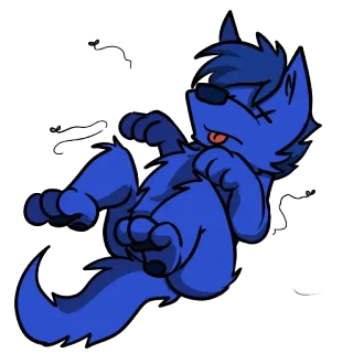 ⚰ wolf, cartoon, animal, blue, furry, tongue telegram sticker
