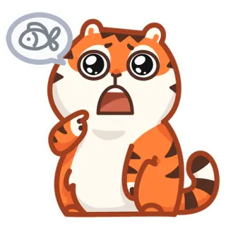 🍽 tiger, fish, cartoon, animal, cute, hungry telegram sticker