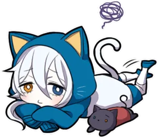 🌀 kot, anime, chibi, słodkie, kawaii, kreskówka, zwierzę telegram sticker