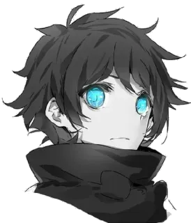 😐 Anime, Junge, blaue Augen, schwarze Haare, Charakter, Porträt telegram sticker