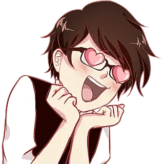 😍 Kartun, Kacamata, Mata hati, Senang, Cinta telegram sticker