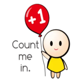 🙂 Count me in. 풍선, 참여, 캐릭터, 긍정적, 축하, 동의 telegram sticker