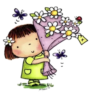 Ⓜ️ Mädchen, Blumen, Cartoon, Schmetterlinge, Marienkäfer whatsapp sticker