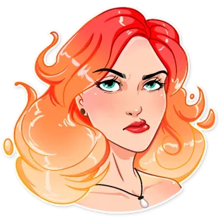 😑 wanita, karakter, potret, seni, stiker, ilustrasi, gadis whatsapp sticker