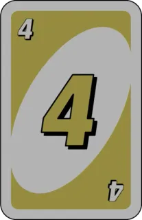 💛 uno, card game, number, four, yellow whatsapp sticker