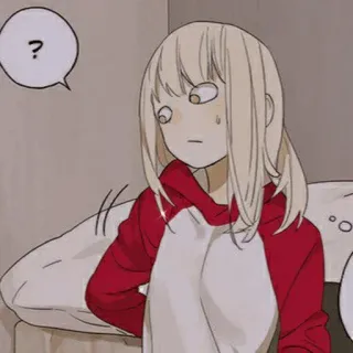 🩸 ? anime, question mark, blond hair, cartoon, worried, character telegram sticker