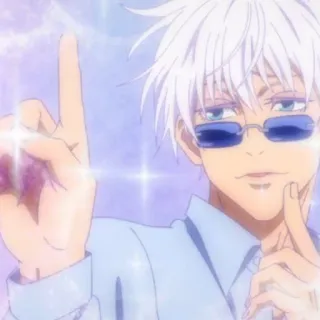 🥡 Gojo Satoru Jujutsu Kaisen anime, Gojo Satoru, Jujutsu Kaisen, character, glasses, white hair, anime character telegram sticker