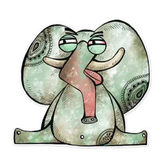 😏 Elefant, Tier, Illustration, süß, Cartoon, Brille telegram sticker