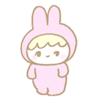 🐰 กระต่าย, น่ารัก, การ์ตูน, เด็ก, สีชมพู, หู telegram sticker