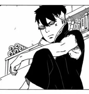 🪐 Kawaki Boruto 动漫, 漫画, 川木, 博人, 角色, 严肃, 黑白 telegram sticker