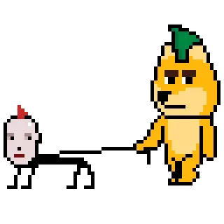 🤕 chien, pixel art, dessin animé, marche, animal de compagnie telegram sticker