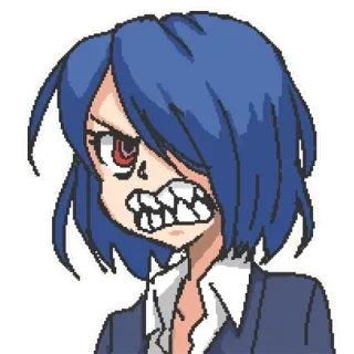 😡 anime, pixel art, angry, woman, cartoon telegram sticker