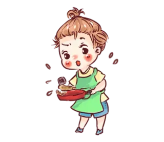 🍳 cooking, cartoon, apron, food, chef, cute, girl telegram sticker