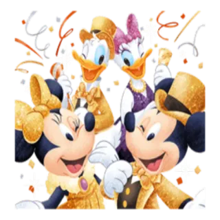 🎉 Mickey Mouse мультфильм, Микки Маус, Минни Маус, Дональд Дак, Дейзи Дак, праздник telegram sticker