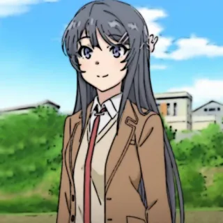 🐰 Mai Sakurajima Rascal Does Not Dream of Bunny Girl Senpai 애니메이션, 소녀, 미소, 귀여운, 교복, 캐릭터 whatsapp sticker
